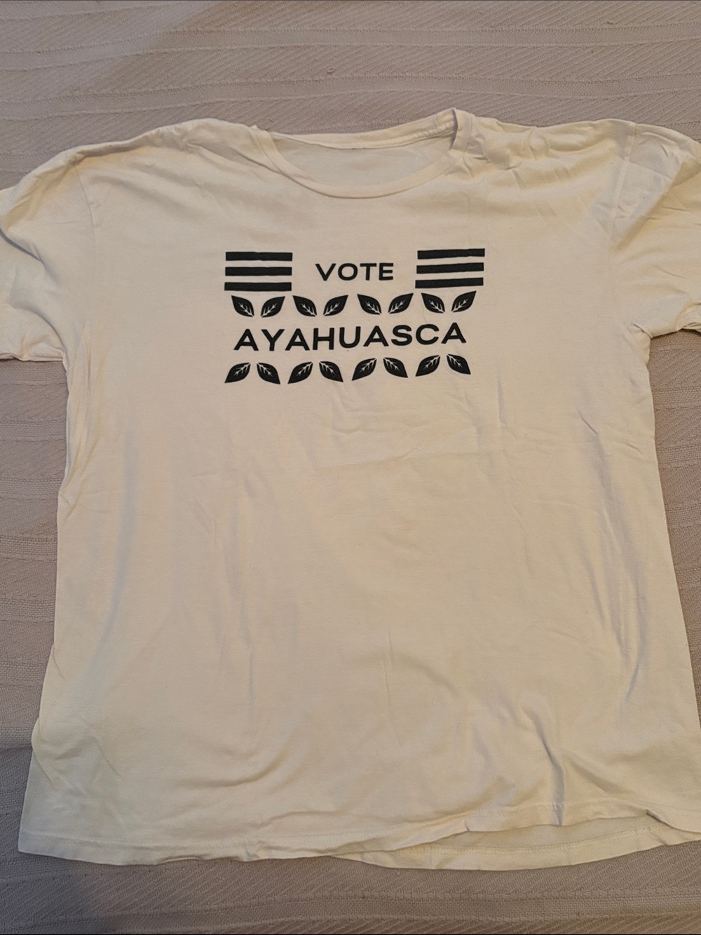 DMT WORLD Vote Ayahuasca Graphic Tee - Cream with Black Print